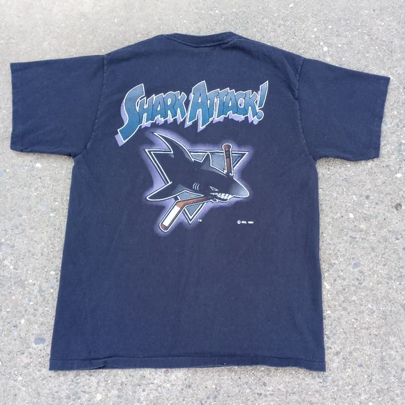 VINTAGE 90s SAN JOSE SHARKS SINGLE STITCH T-SHIRT SIZE LARGE - Picture 4 of 11